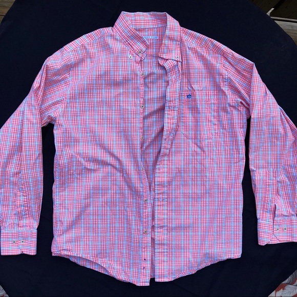 Pink plaid button down (M) - Picture 2 of 4